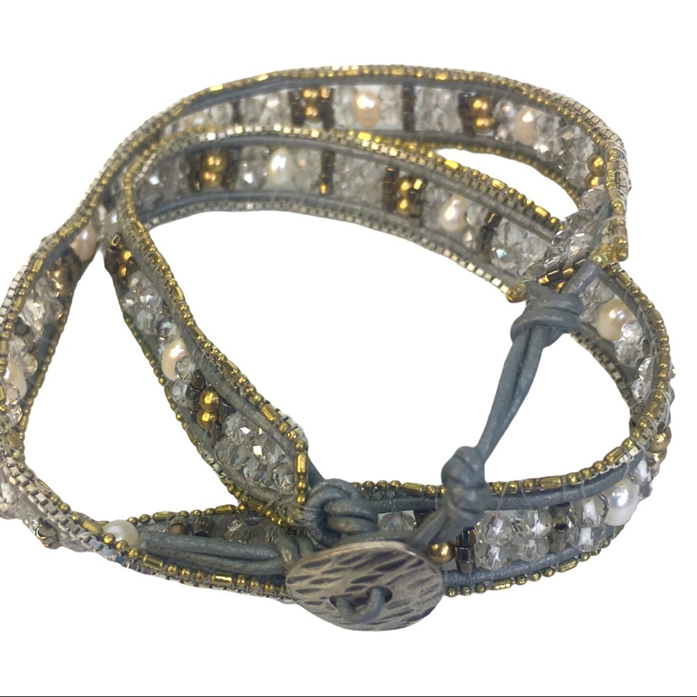 Silpada wrap bracelet pearl stones 15” long